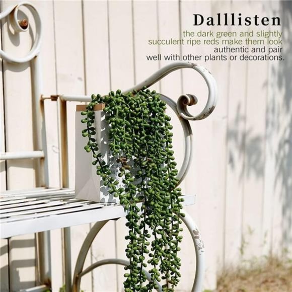 6 Pcs Artificial Succulents Hanging Plants,Fake String of Pearls Greenery Plants - Picture 6 of 6